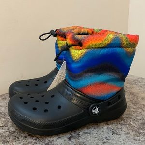 Black Fur-Lined Croc Boots